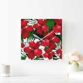 Horloge Carrée Tropcal Floral Pattern Kitchen Wall Clocks (Maison)