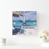 Horloge Carrée Tropical Beach, chaise, Ahhh Retirement (Maison)