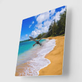 Horloge Carrée Tropical beach paradise (Angle)