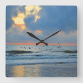 Horloge Carrée Tropical Beach Sunset Family Vacation Home Decor (Recto)