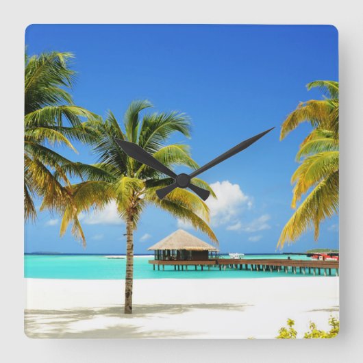 Horloge Carrée Tropical Beaches | Island & Lagoon, Maldives (Recto)