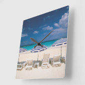 Horloge Carrée Tropical Beaches | Tropical Beach Anguilla (Angle)
