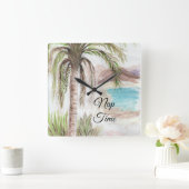 Horloge Carrée Tropical "Nap Time" (Maison)
