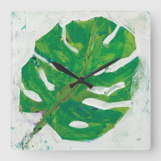 Horloge Carrée Tropical | Palm Leaf (Recto)