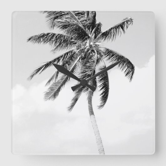 Horloge Carrée Tropical palm tree beach and white photo (Recto)