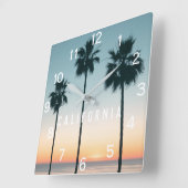 Horloge Carrée Tropical Pastel ombre (Angle)