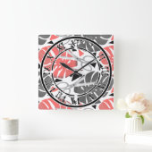Horloge Carrée Tropical print monstera leaves scissors jungle exo (Maison)