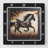 Horloge Carrée Trot peint : Sun Field Custom Art (Recto)
