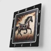 Horloge Carrée Trot peint : Sun Field Custom Art (Angle)