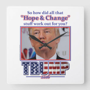 Horloge Carrée Trump-Espoir-et-Changement