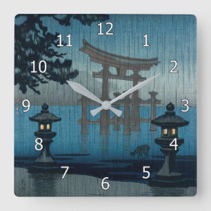 Horloge Carrée Tsuchiya Koitsu - Miyajima dans la pluie