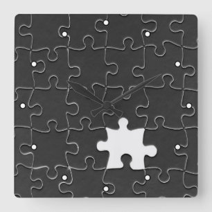 Horloge Carrée Tu Me Complètes Romantique Puzzle Noir et Blanc