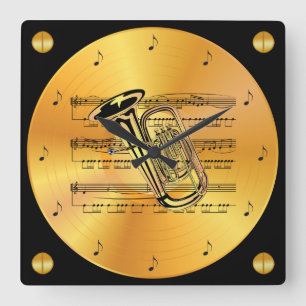 Horloge Carrée Tuba ~ Sheet Music ~ Gold Record ~