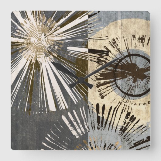 Horloge Carrée Tuiles d'éclatement I (Recto)