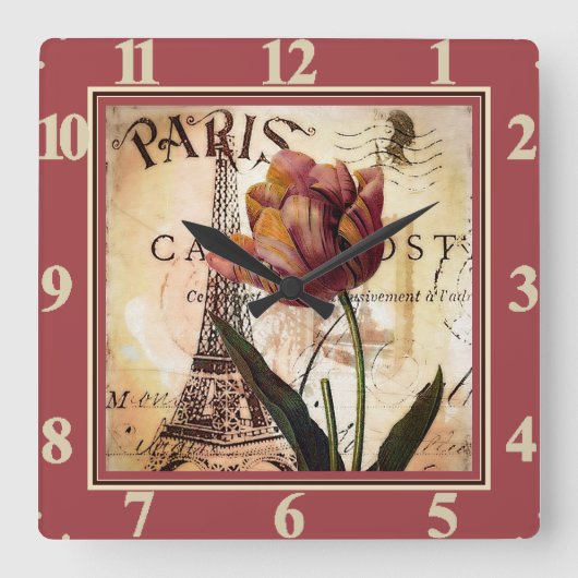 Horloge Carrée Tulipe de Paris (Recto)