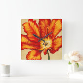 Horloge Carrée Tulipe de perroquet II (Maison)