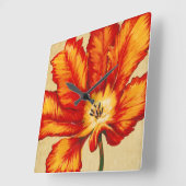 Horloge Carrée Tulipe de perroquet II (Angle)