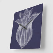 Horloge Carrée Tulipe monochrome III (Angle)