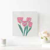 Horloge Carrée Tulipes (Maison)