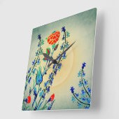 Horloge Carrée Tulipes d'oeillet vintages (Angle)