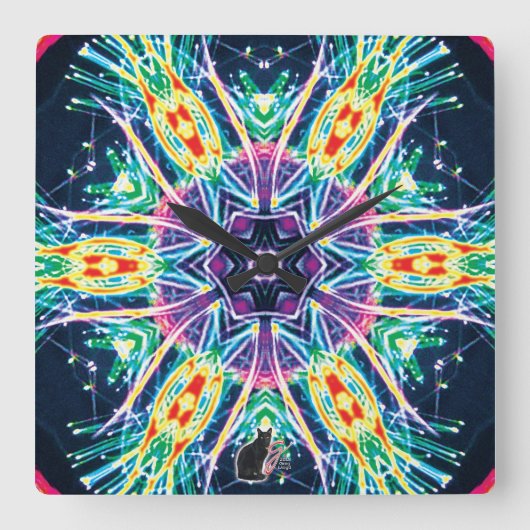 Horloge Carrée Tulips Kaleidoscope (Recto)