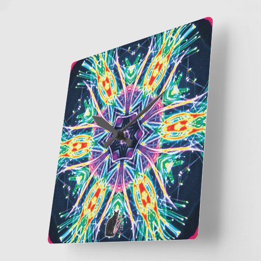 Horloge Carrée Tulips Kaleidoscope (Angle)