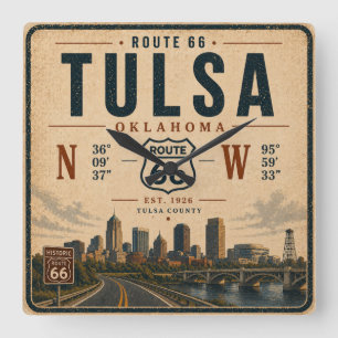 Horloge Carrée Tulsa, le voyageur temporel de la route 66