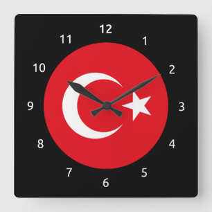 Horloge Carrée Turkish flag Wall Clock