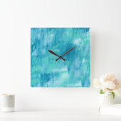 Horloge Carrée Turquoise Abstrait (Maison)