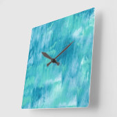 Horloge Carrée Turquoise Abstrait (Angle)