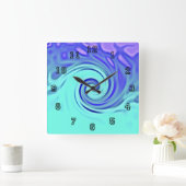 Horloge Carrée Turquoise Blue Abstract (Maison)