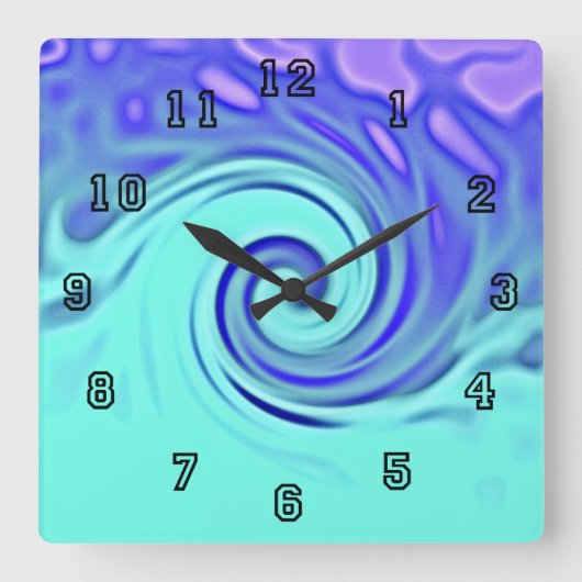 Horloge Carrée Turquoise Blue Abstract (Recto)