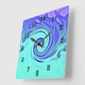 Horloge Carrée Turquoise Blue Abstract (Angle)