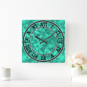 Horloge Carrée Turquoise bright marble pattern square wall clock (Maison)