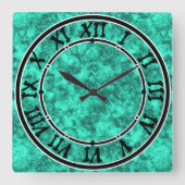 Horloge Carrée Turquoise bright marble pattern square wall clock (Recto)