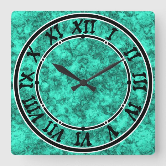 Horloge Carrée Turquoise bright marble pattern square wall clock (Recto)