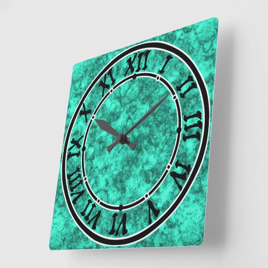 Horloge Carrée Turquoise bright marble pattern square wall clock (Angle)