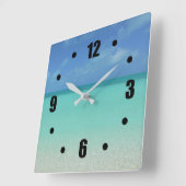 HORLOGE CARRÉE TURQUOISE CARIBBEAN SEA BENEATH BLUE SKI (Angle)
