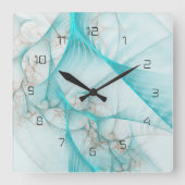 Horloge Carrée Turquoise en soie marbré ID717 (Recto)