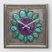 Horloge Carrée Turquoise et Amethyst Jewel Toned (Recto)
