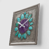 Horloge Carrée Turquoise et Amethyst Jewel Toned (Angle)