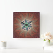 Horloge Carrée Turquoise Flower Wall Clock without Numbers (Maison)