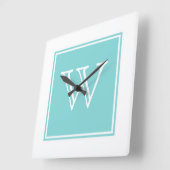 Horloge Carrée Turquoise Square Monogram Clock (Angle)