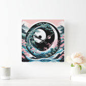 Horloge Carrée Turquoise Wave Pink Sage (Maison)