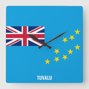 Horloge Carrée Tuvalu Drapeau éblouissant patriotique