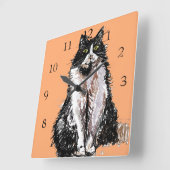 Horloge Carrée Tuxedo Cat Cat Art Animal Childs (Angle)