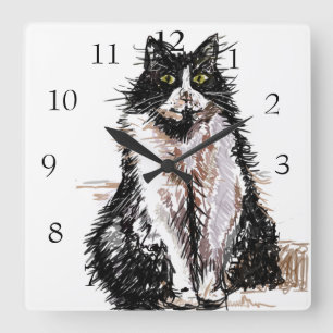 Horloge Carrée Tuxedo Cat Cat Art Animal Childs