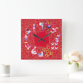 Horloge Carrée Twelve days of Christmas, style2 (Maison)