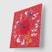Horloge Carrée Twelve days of Christmas, style2 (Angle)
