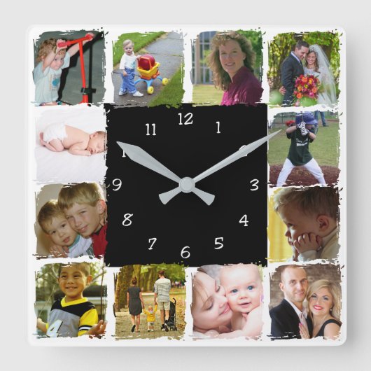 Horloge Carrée Twelve personal Photos Wall Clock (Recto)